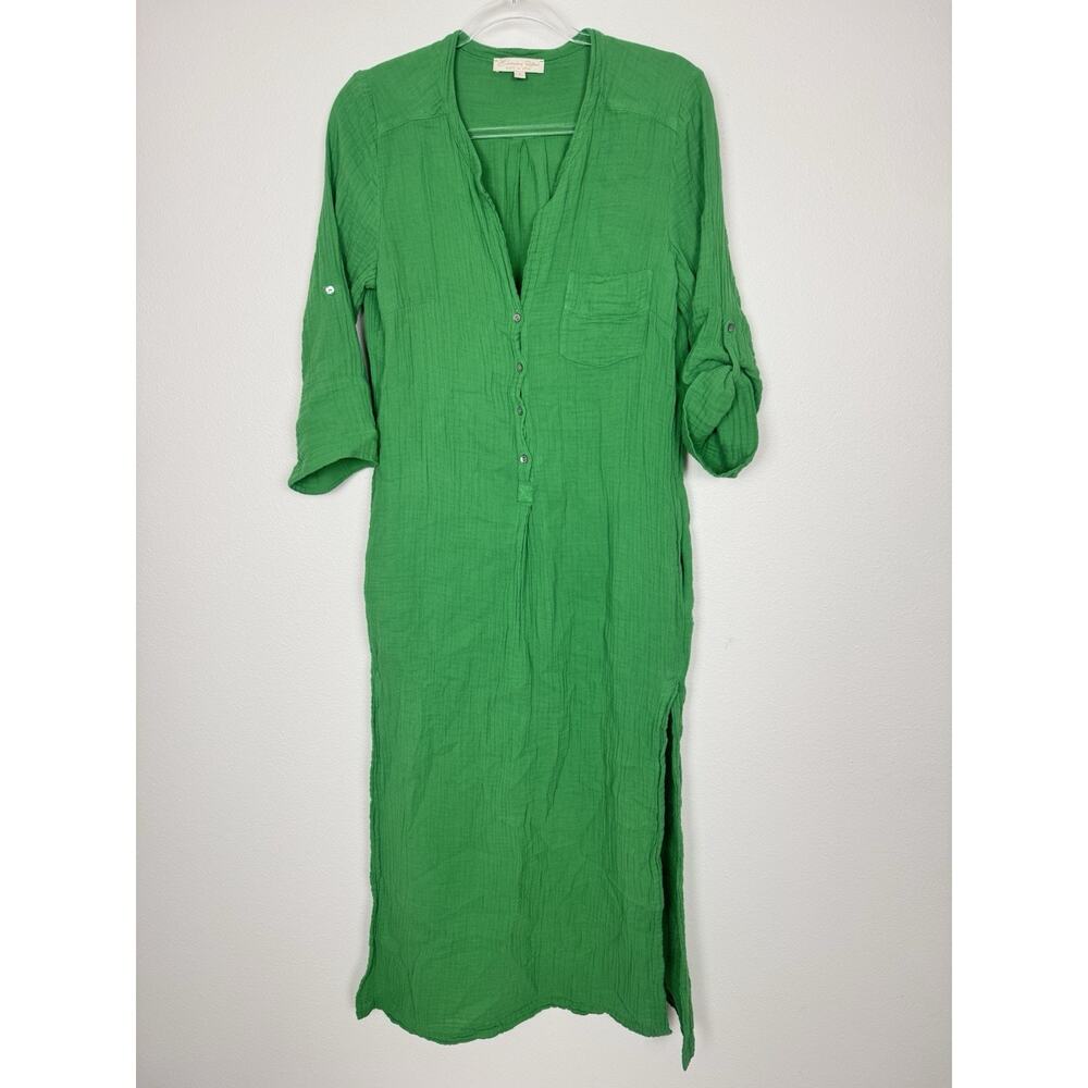 Everyday Ritual Gauze Kaftan Maxi Dress Womens Small Lush Green Summer